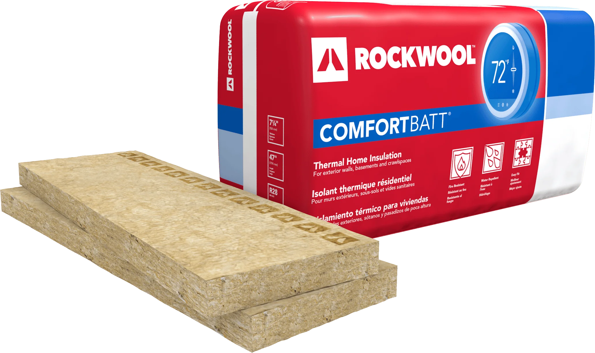 ROCKWOOL ComfortBatt — Isolant thermique résidentiel en laine de roche
